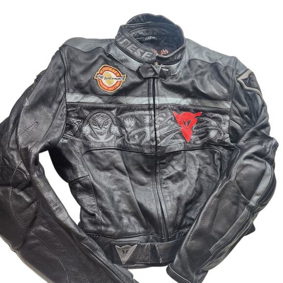 Dainese Jacket Small 46 Leather Motorcycle Drudi Racing Armor Italy MotoGP Devil - Picture 2 of 16
